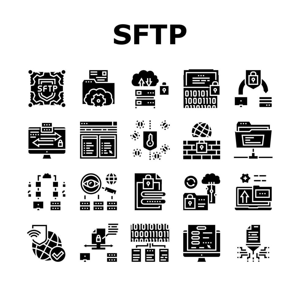 ssh-, sftp-dateiübertragungsprotokollsymbole setzen vektor