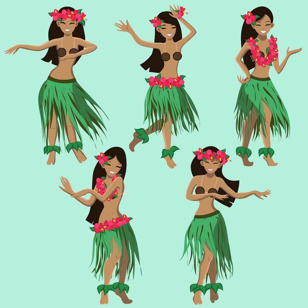 hawaiianische Mädchen tanzen Hula-Vektorbild vektor
