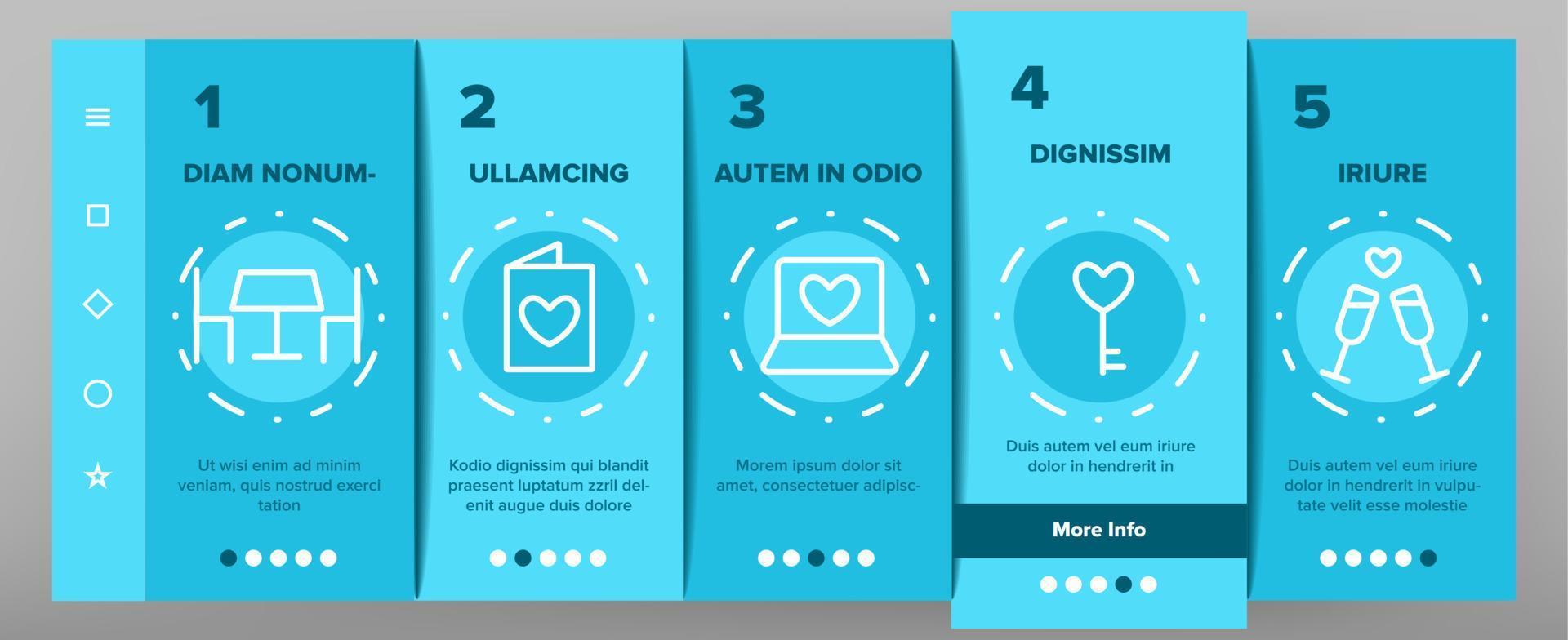 dating liebe onboarding icons set vektor