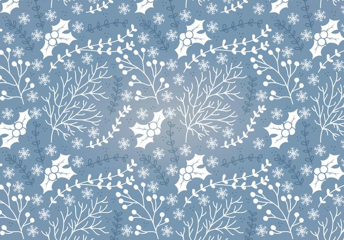 Winter Holly Vector Seamless Pattern