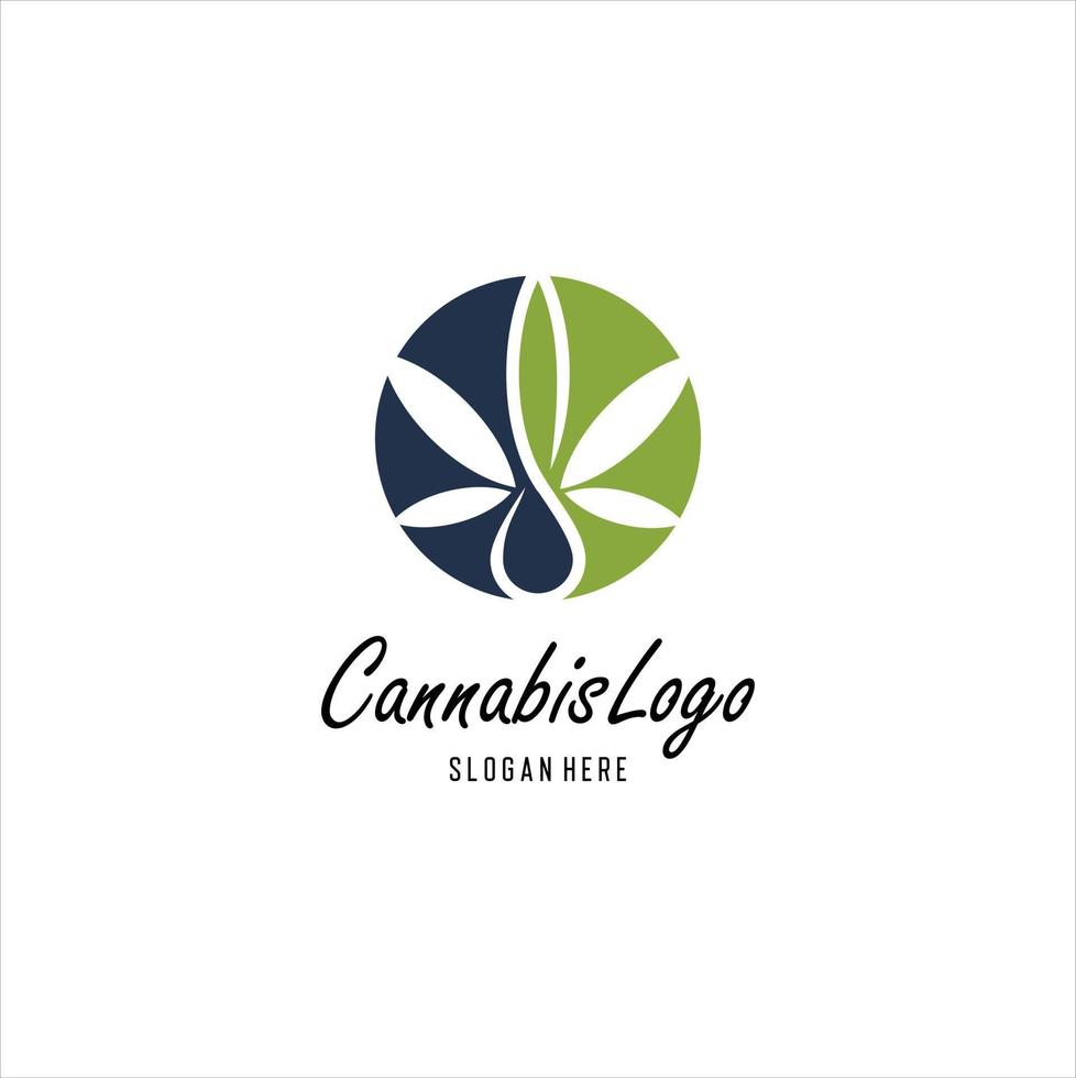 Cannabis-Essenz-Öl-Tropfen-Logo-Design vektor