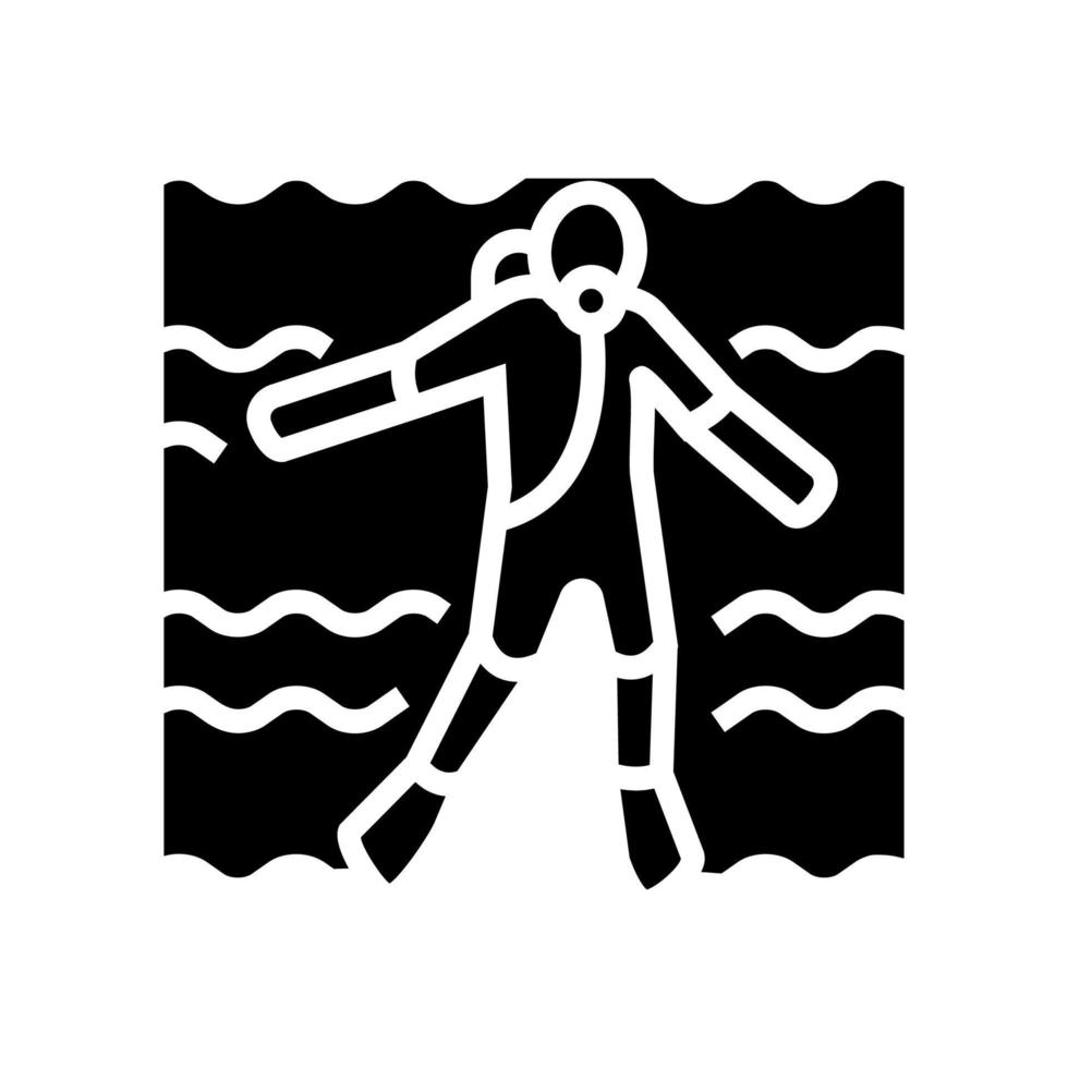 Taucher, der unter Wasser glyph Icon Vector Illustration schwimmt