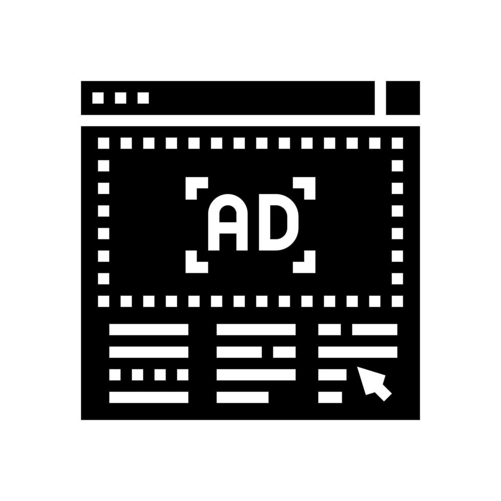 annons banner på webbplats glyf ikon vektor illustration