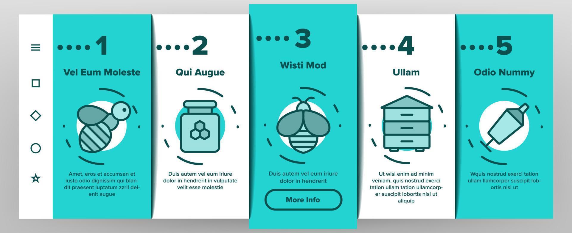 Bienen- und Honig-Onboarding-Symbole setzen Vektor