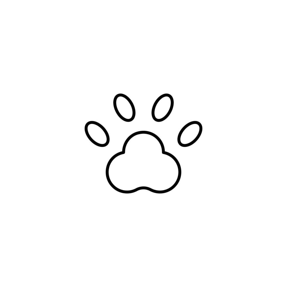 Monochromes Umrisszeichen, geeignet für Websites, Bücher, Banner, Geschäfte, Werbung. editierbarer Strich. Liniensymbol der Hundepfote vektor