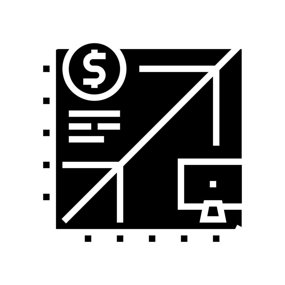 Arbeitszeit mit Computer-Glyphen-Symbol-Vektorillustration vektor