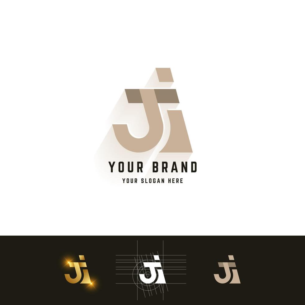 buchstabe ji oder jj monogramm logo mit rastermethode design vektor