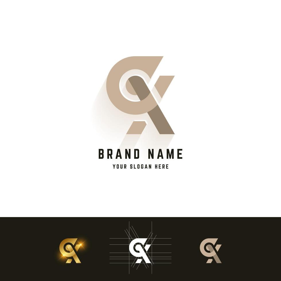 bokstaven gx eller cx monogram logotyp med rutnät metod design vektor