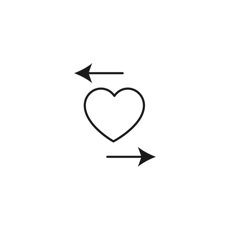 Gliederungszeichen in Bezug auf Herz und Romantik. editierbarer Strich. modernes Schild im flachen Stil. geeignet für Werbung, Artikel, Bücher etc. Liniensymbol des Herzens zwischen Pfeilen in verschiedene Richtungen vektor