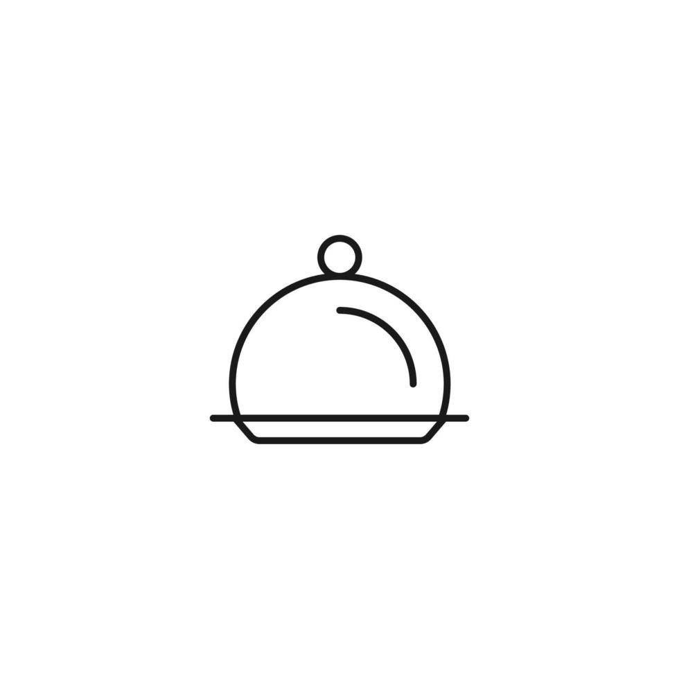 mat och näringskoncept. minimalistisk monokrom illustration ritad med svart tunn linje. redigerbar stroke vektor ikon skål med cloche