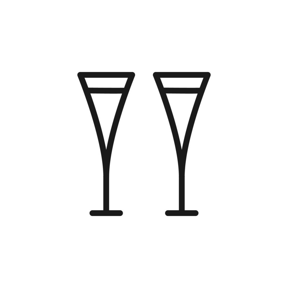 Zeichen für Sommercocktails. Vektorsymbol im flachen Stil mit schwarzer Linie gezeichnet. perfekt für Werbung, Websites, Cafés und Restaurantmenüs. Symbol aus Glas für Wein, Champagner oder Cocktails vektor