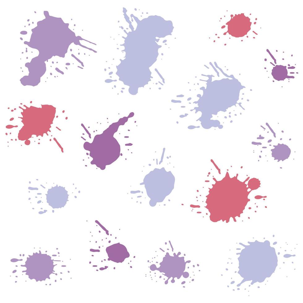 uppsättning färgglada bläckfläckar och prickar. droppar och stänk, fläckar av flytande färg. akvarell grunge vektor illustration.