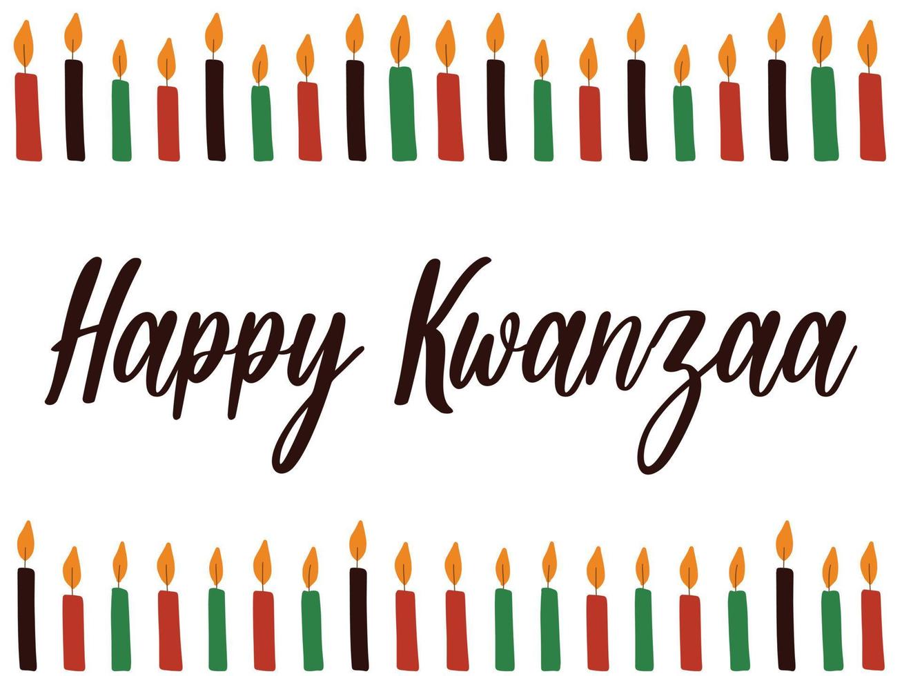 glad kwanzaa - banderoll med ljus och kursiv kalligrafibokstäver. afrikansk amerikansk etniskt arv kulturhelg. färgglada ljusa gratulationskort, inlägg på sociala medier vektor