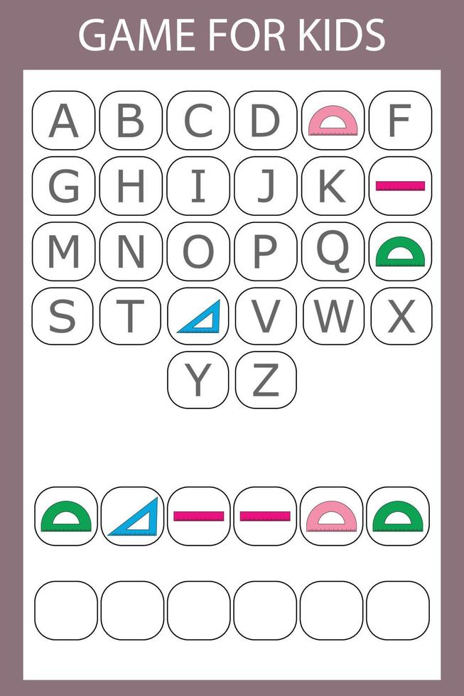 alfabetisk logik för förskolebarn. samla ordet genom att lösa gåtan vektor