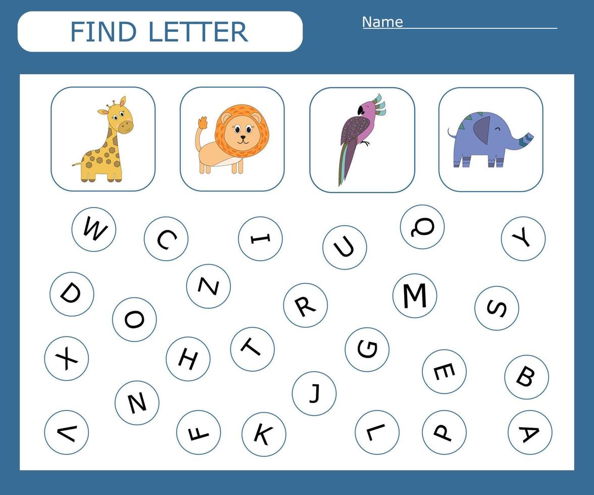 Finde den Anfangsbuchstaben des Wortes und verbinde. Lernspiel für Kinder. vektor
