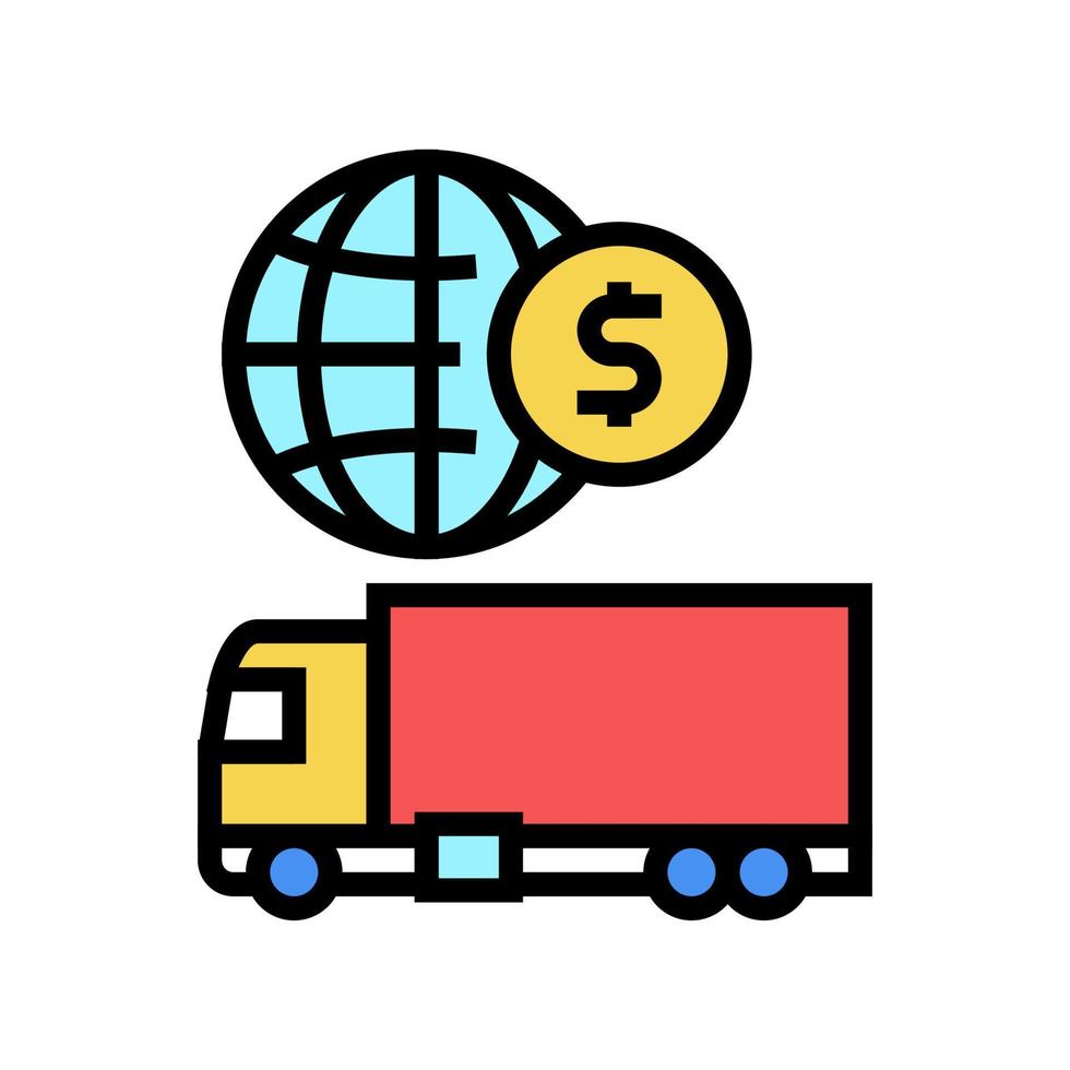 Farbsymbol-Vektorillustration für den internationalen Transport von LKW vektor