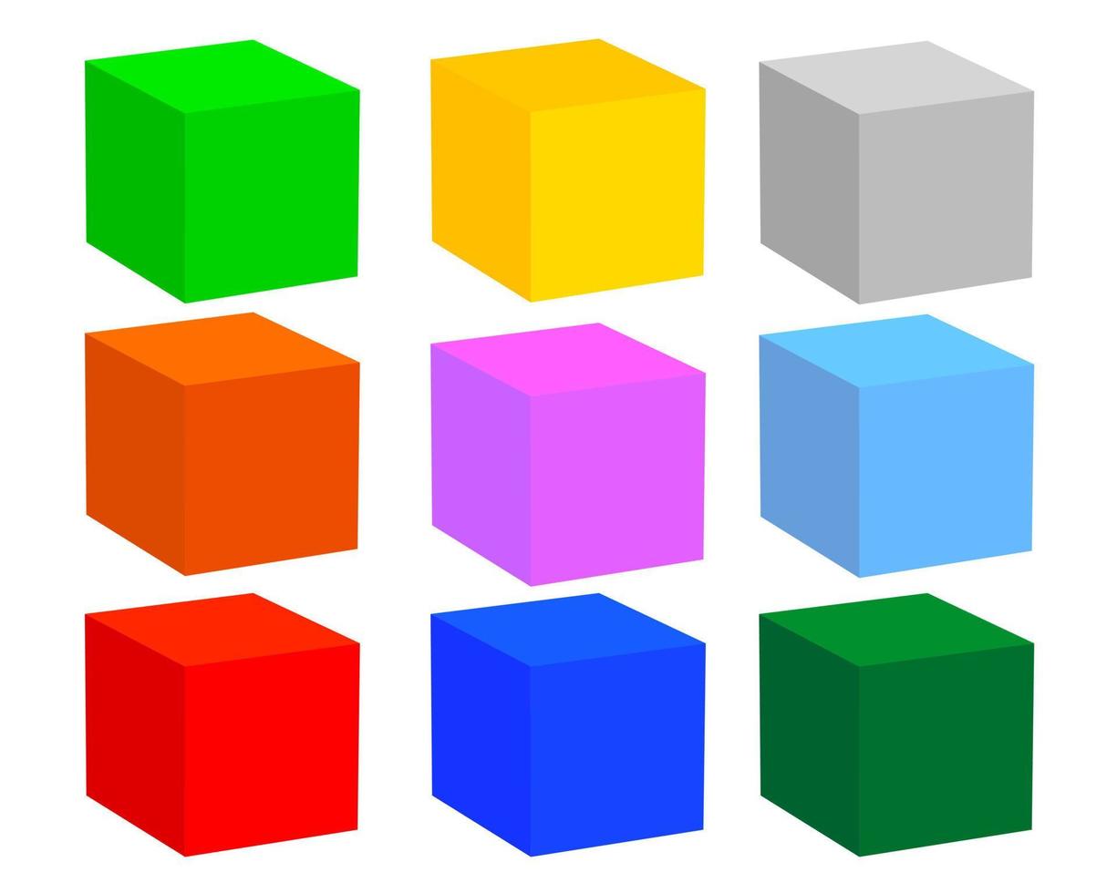 nio färgade block på vit bakgrund vektor