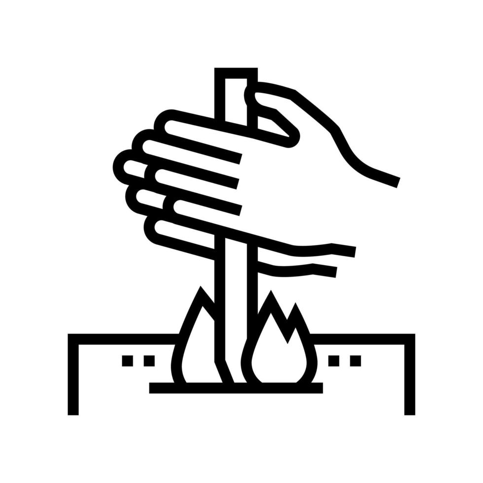 Feuer machen durch Reibungslinie Symbol Vektor Illustration