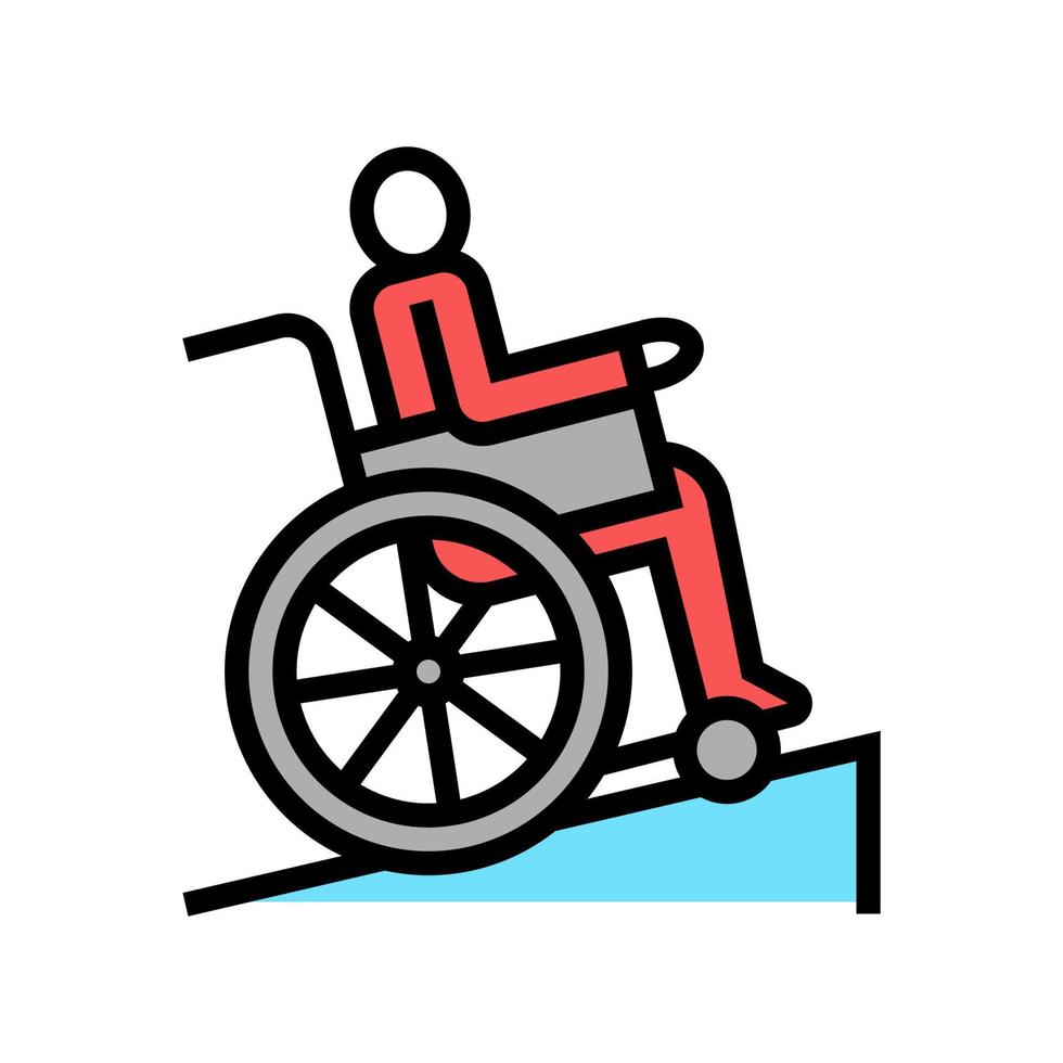 Behinderte im Rollstuhl fahren Farbe Symbol Vektor Illustration