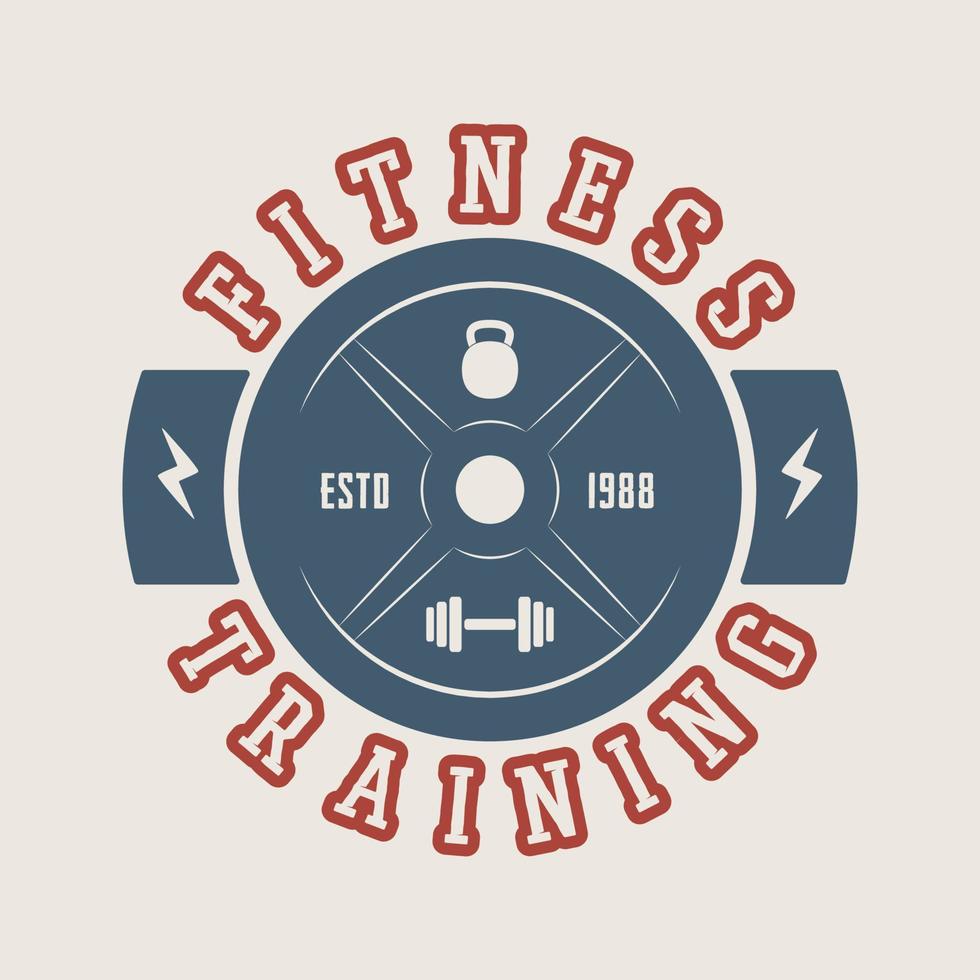 Fitnessstudio-Logo, Abzeichen, Etikett, Marke im Vintage-Stil. Vektor-Illustration. vektor