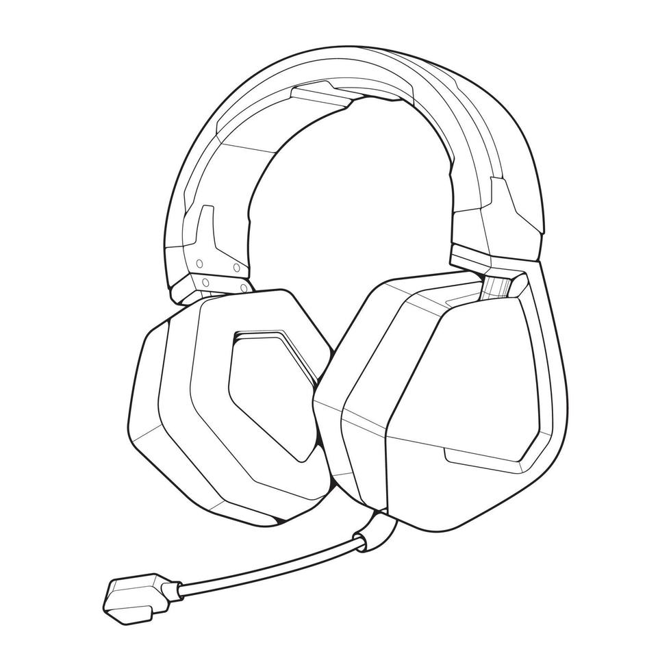 Strichzeichnungskopfhörer-Vektorillustration, Musikkonzept, Strichzeichnungsvektor, tragbare Ohrhörer, Kopfhörervektor vektor