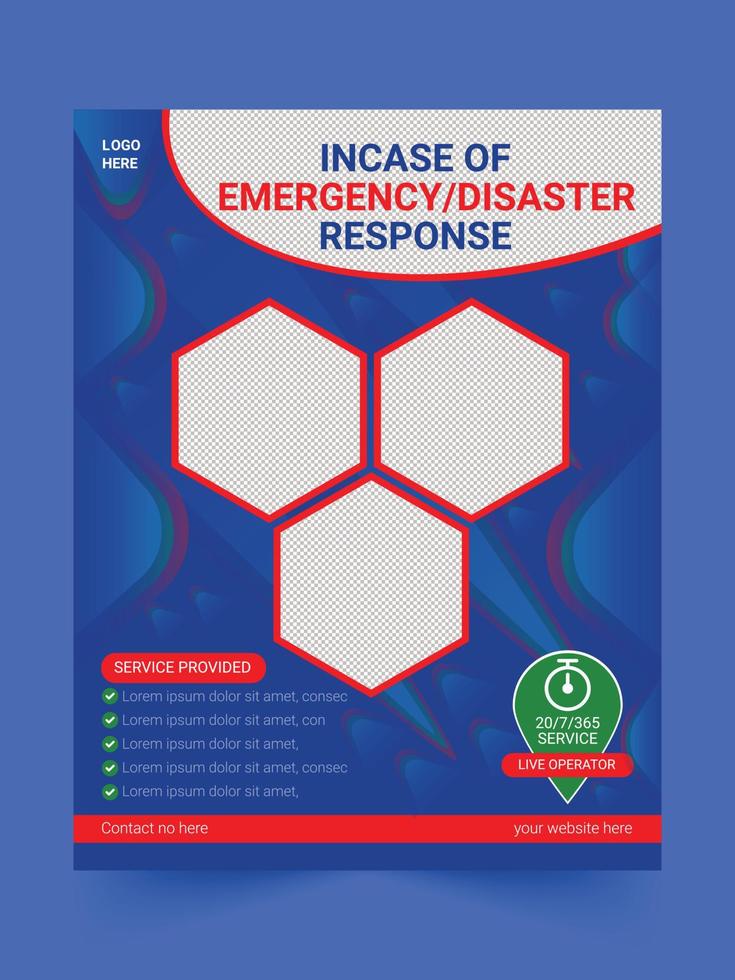 mall för reklamblad för nödkatastrofer vecto eps 10 vektor
