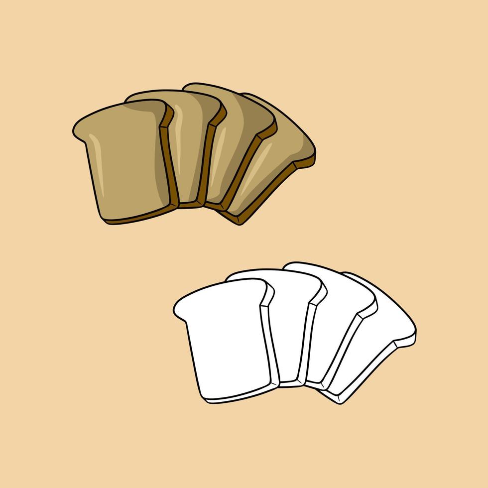 en uppsättning bilder, rostat bröd av färskt skivat bröd för smörgåsar, vektorillustration i tecknad stil på en färgad bakgrund vektor