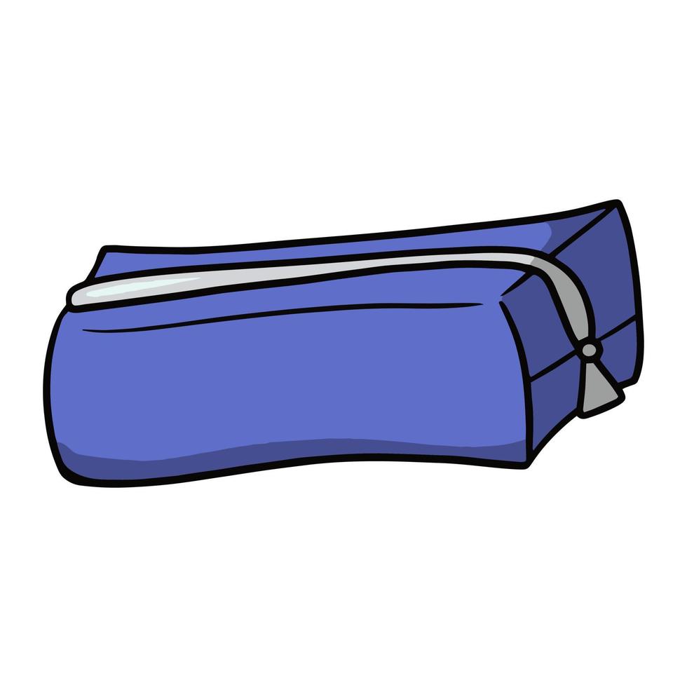 Blaues Federmäppchen, Schulbrotdose, Vektorillustration im Cartoon-Stil auf weißem Hintergrund vektor