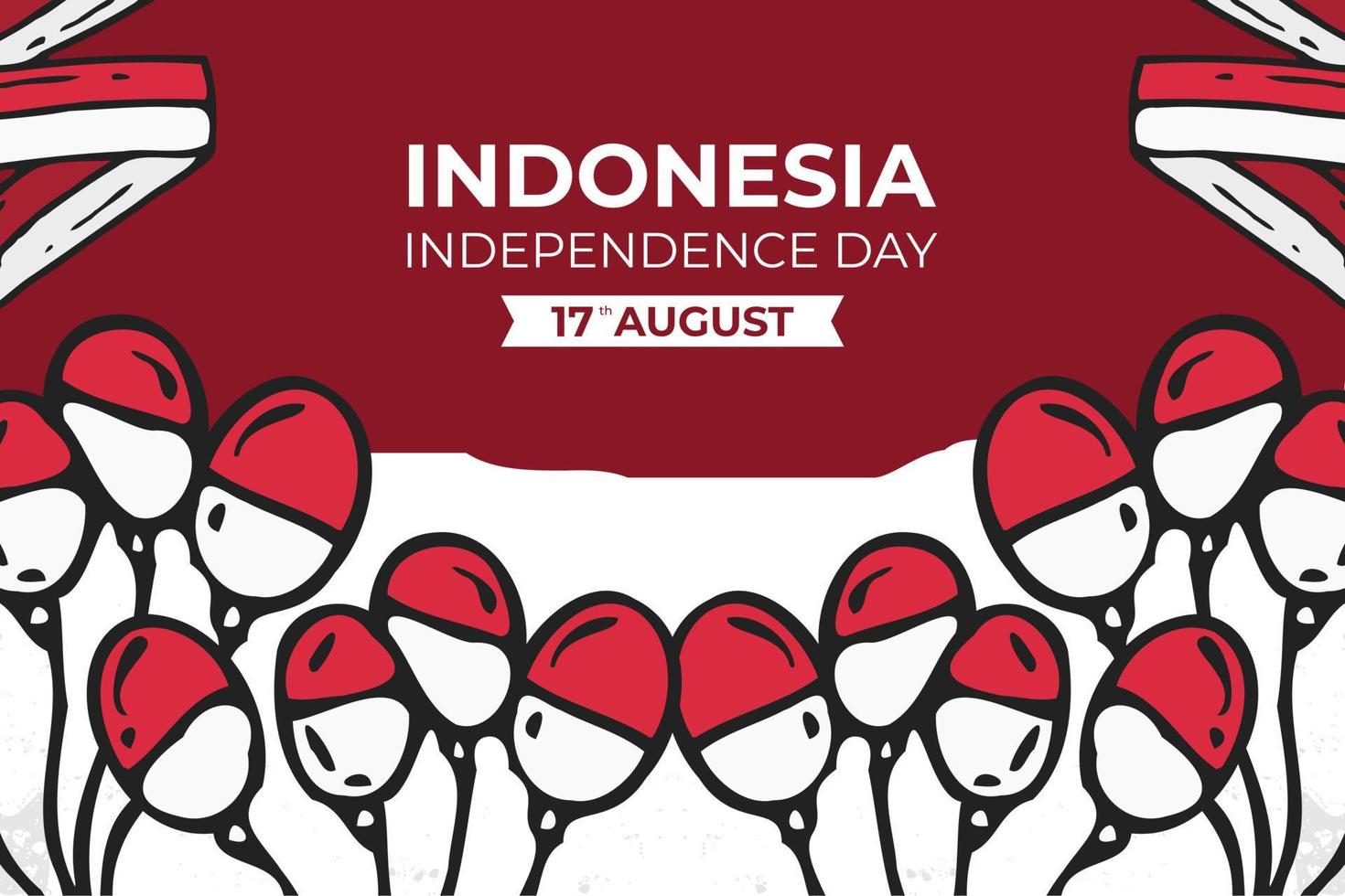 Indonesien Unabhängigkeitstag Grußhintergrundvektor, geeignet für Poster, Banner, Grußkarten usw. vektor
