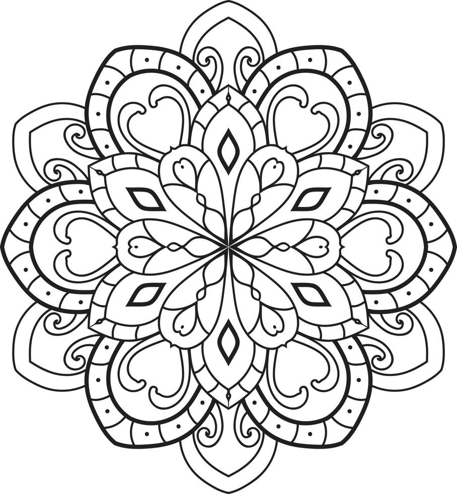 svart och vit cirkel mandala blomma pro vektor