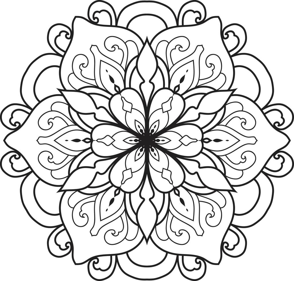 cirkulär blomma mandala på vit gratis vektor