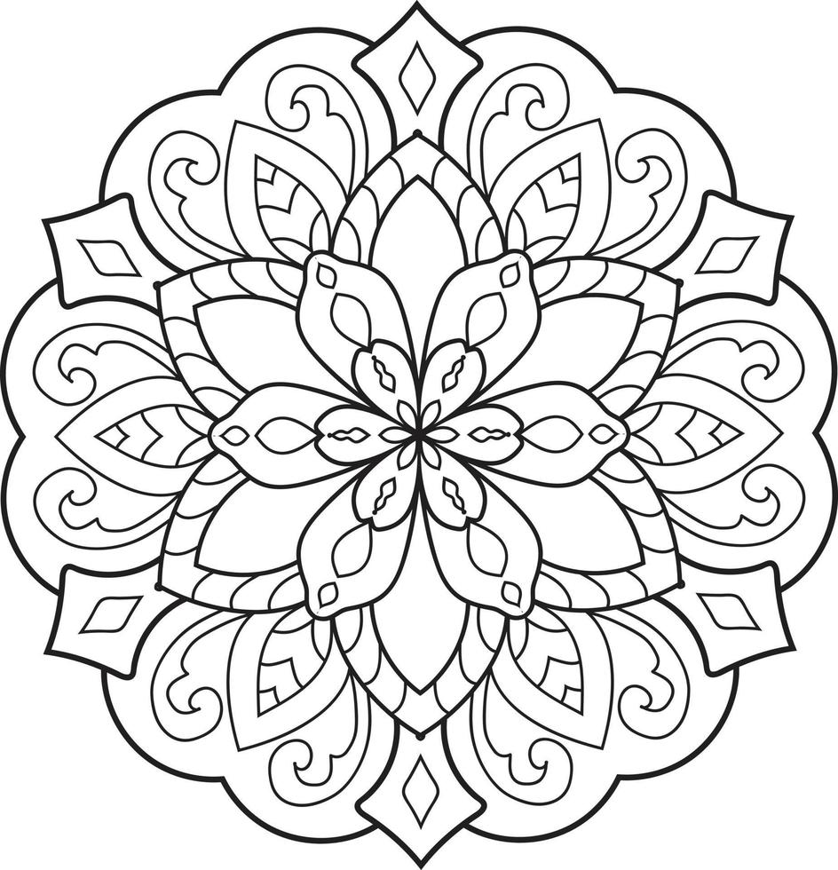 svart och vit cirkel mandala blomma pro vektor