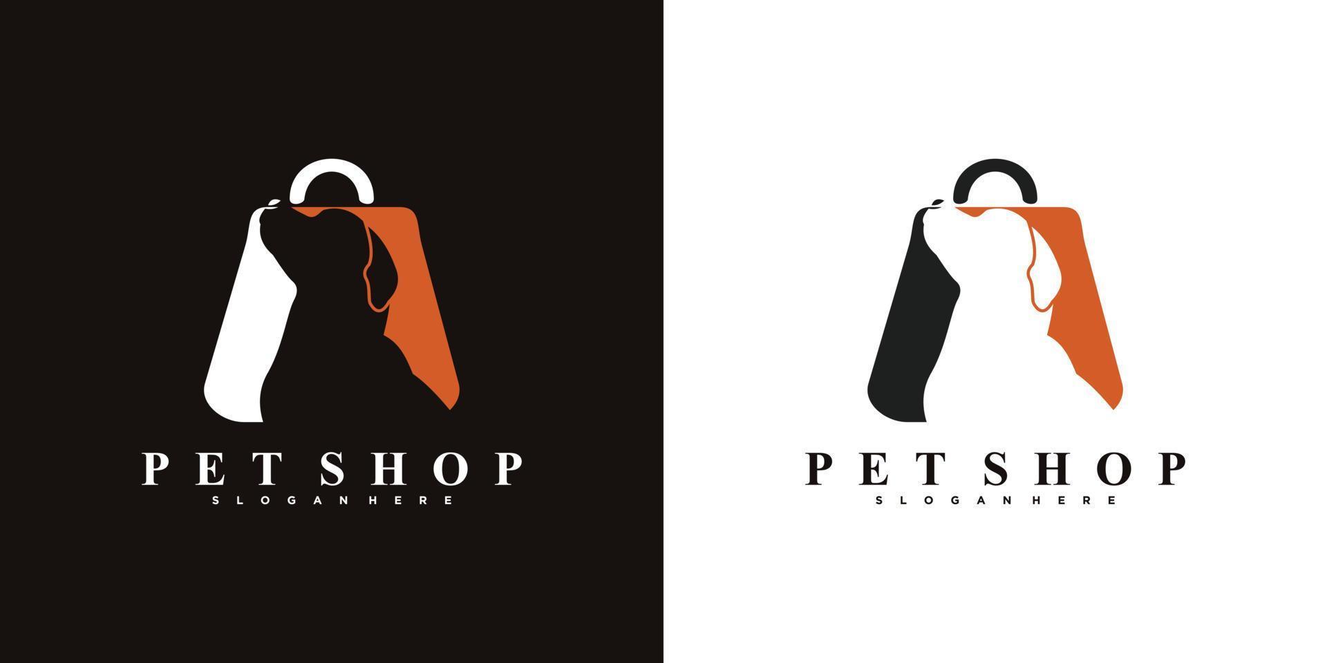 katzen- und hunde-petshop-logo-design-vorlage mit kreativem konzept vektor