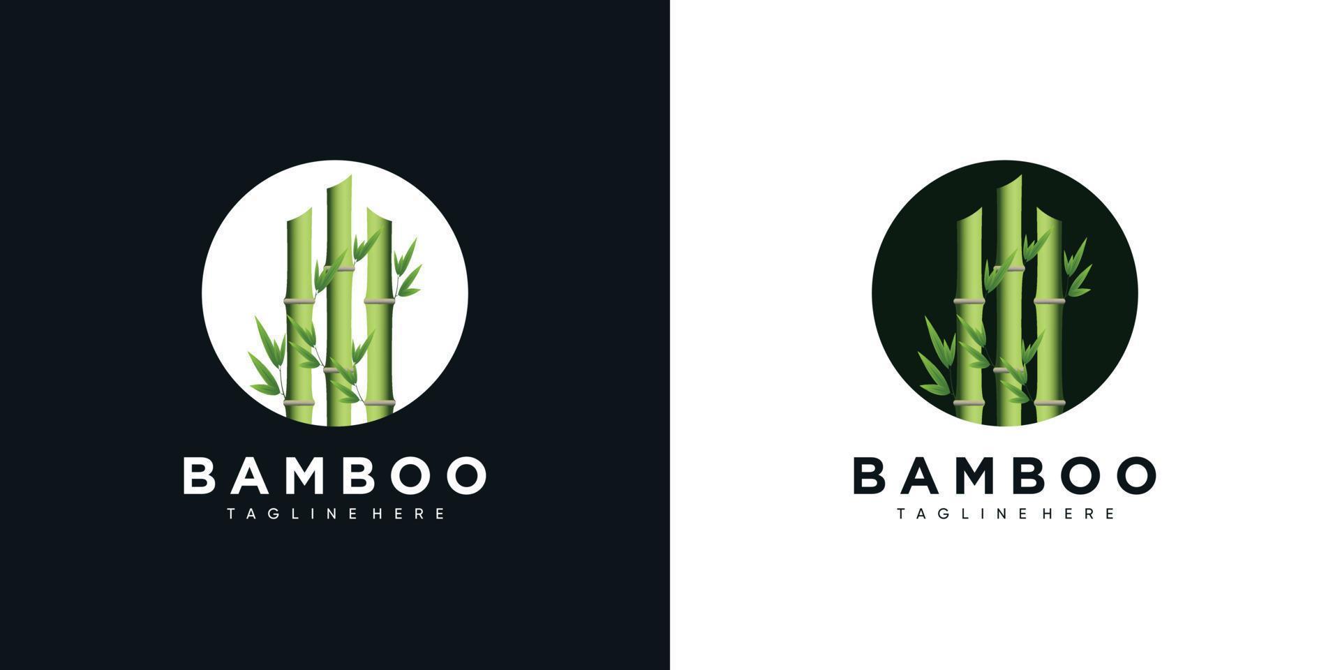 Bambus-Logo-Icon-Design Stängel und Blätter mit Vorlage kreativ vektor