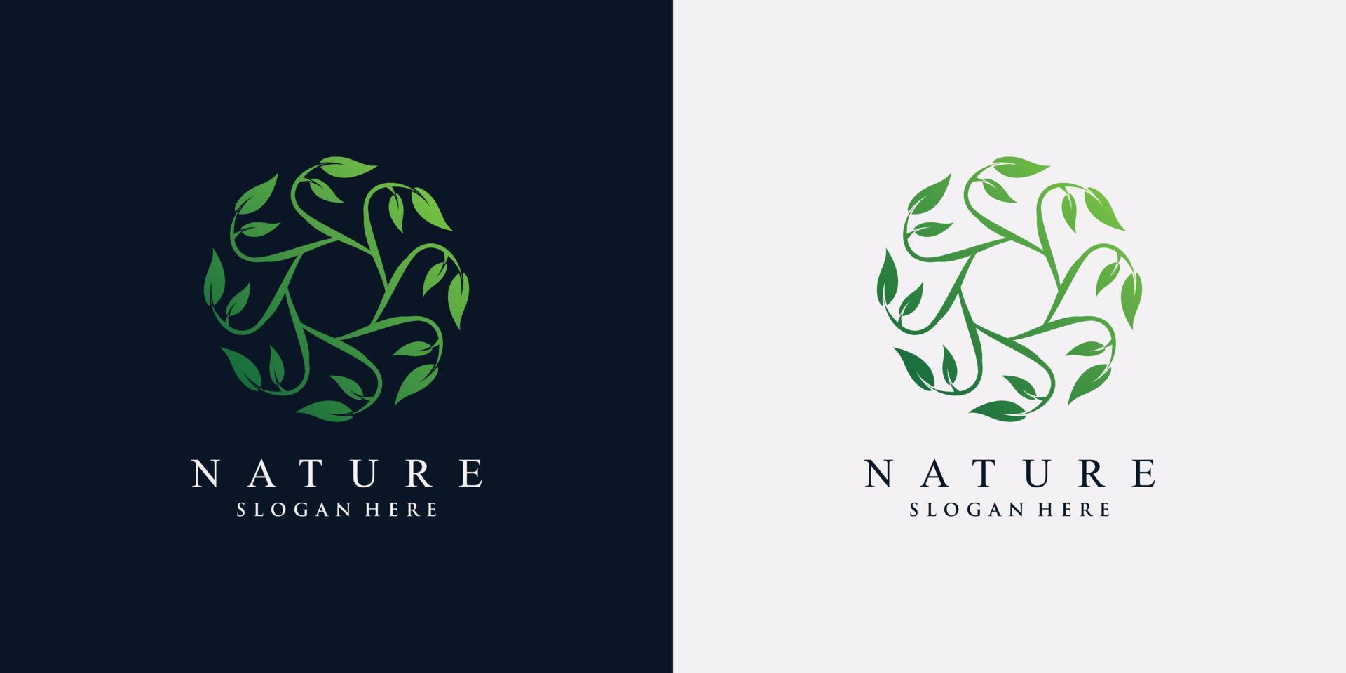 gröna blad natur logotyp designmall med kreativa unika koncept vektor