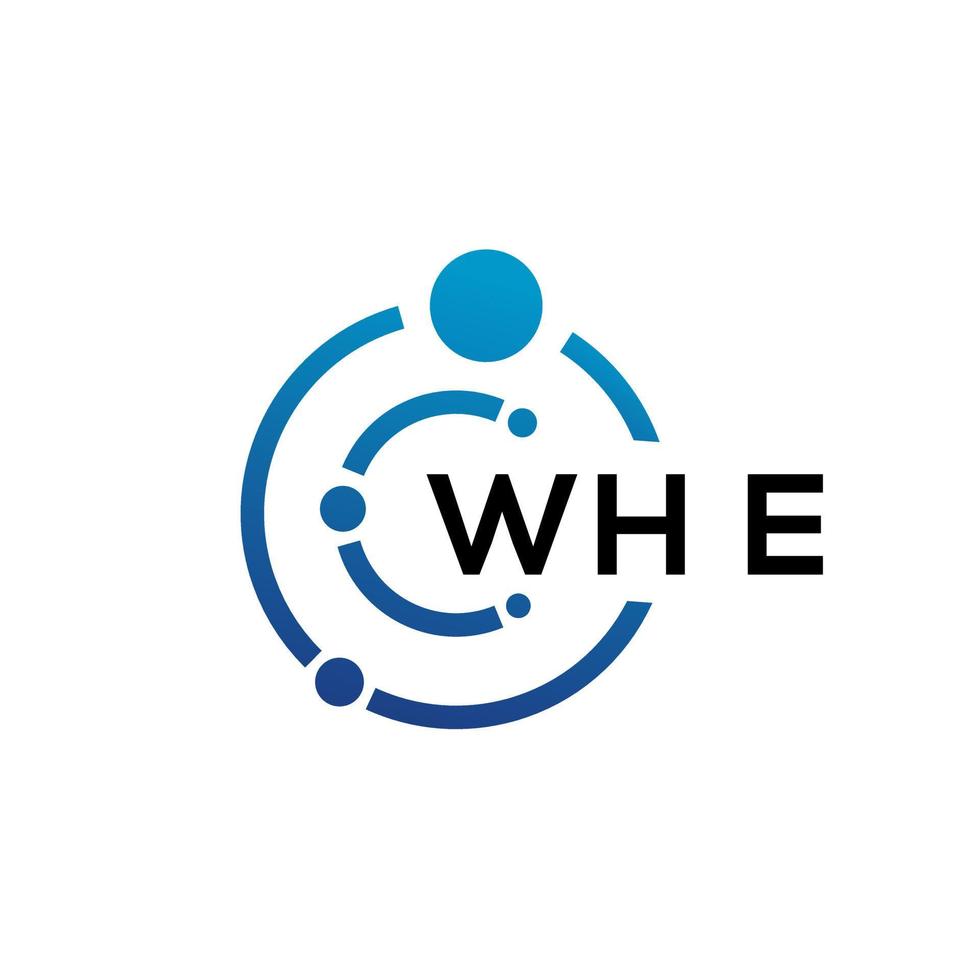 Wh-Buchstaben-Technologie-Logo-Design auf weißem Hintergrund. whe kreative Initialen schreiben es Logo-Konzept. whe Briefgestaltung. vektor