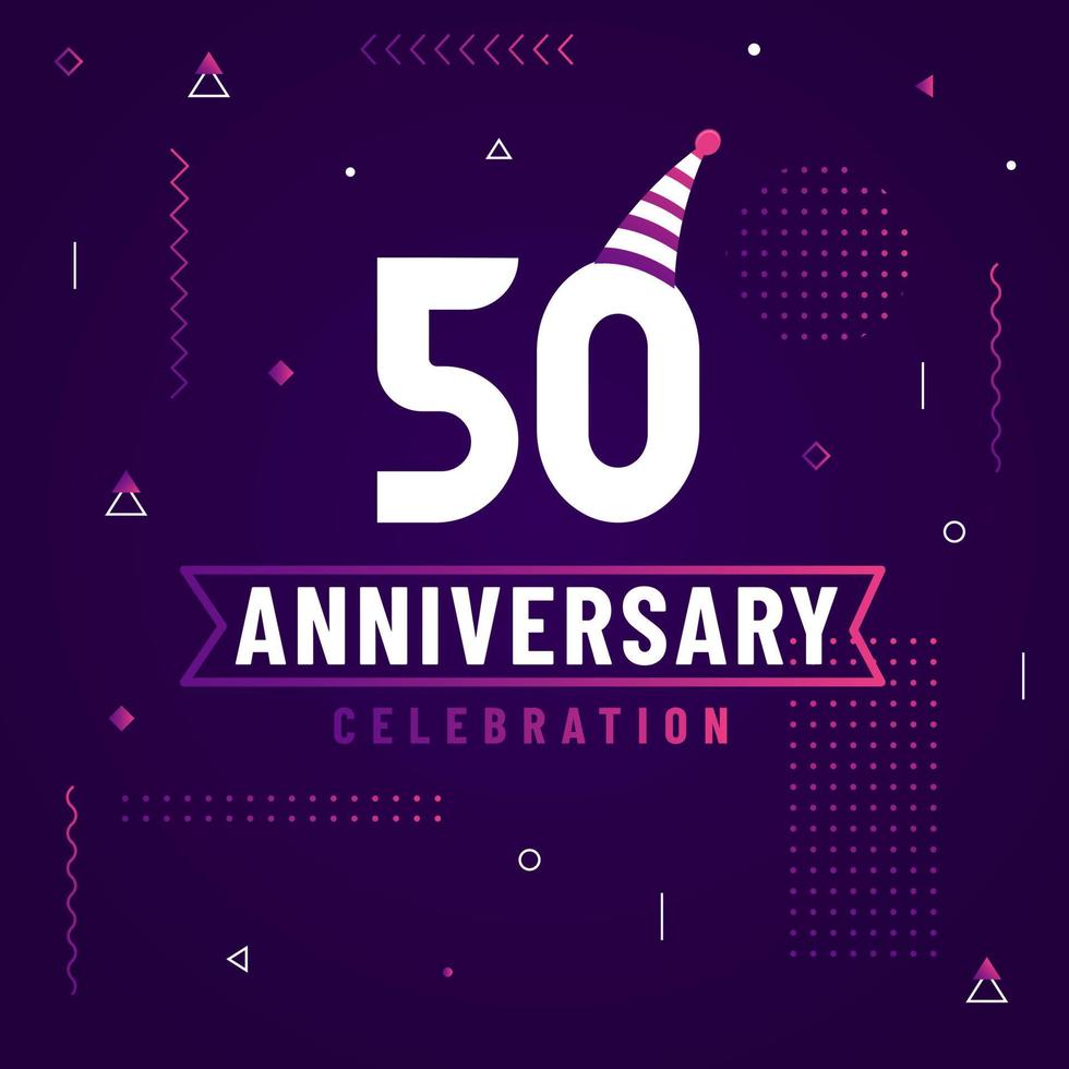 50 års jubileum gratulationskort, 50 års firande bakgrund gratis vektor. vektor