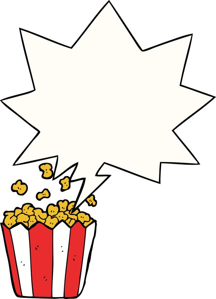 Cartoon-Popcorn und Sprechblase vektor