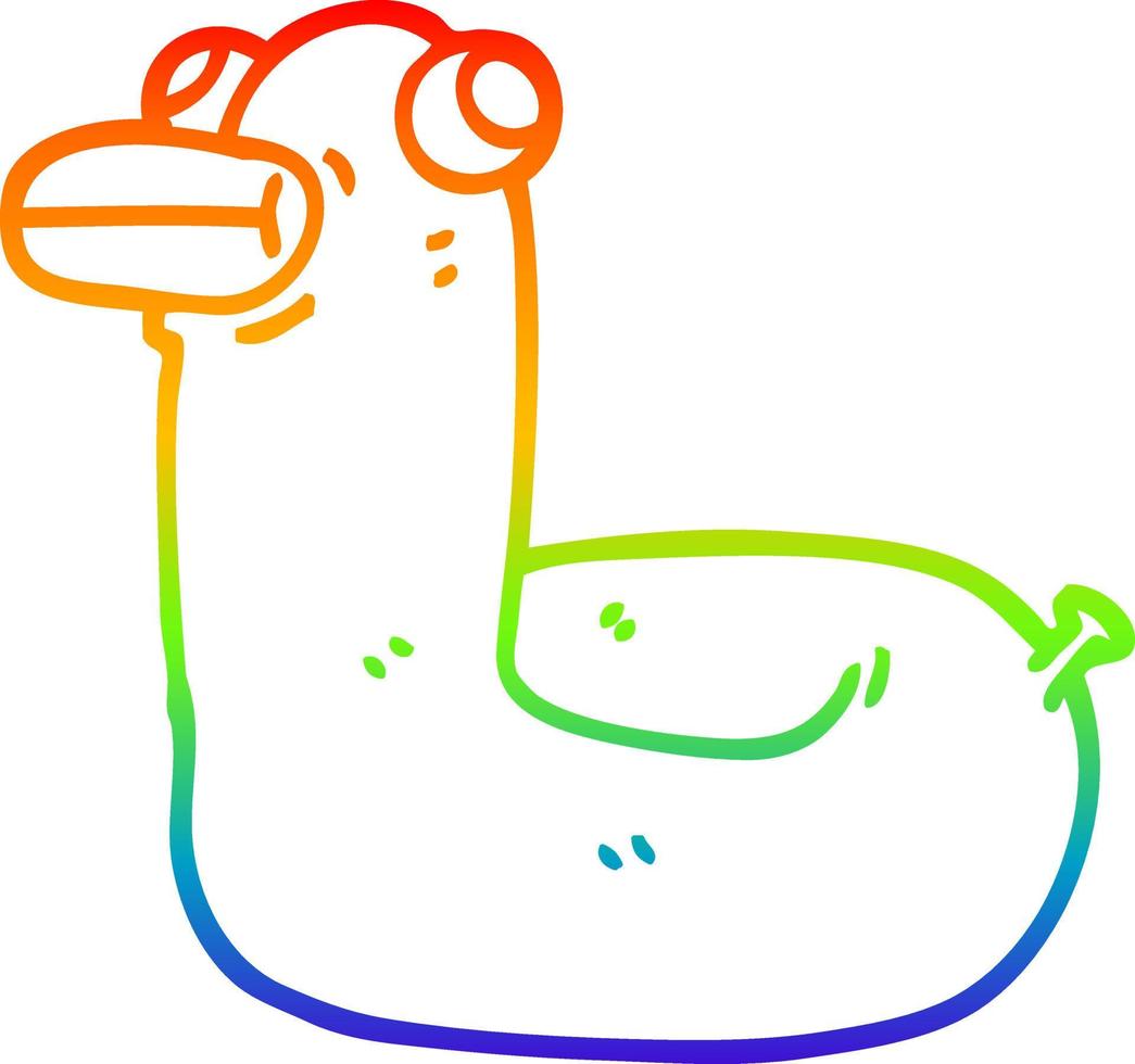 Regenbogen-Gradientenlinie Zeichnung Cartoon gelber Ring Ente vektor