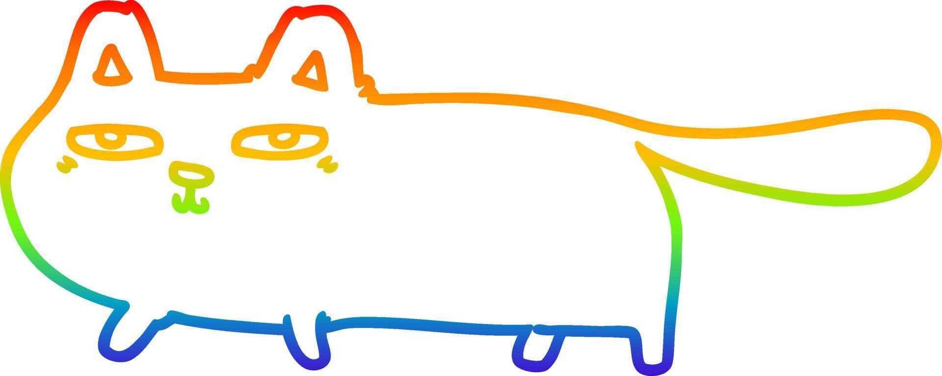 Regenbogen-Gradientenlinie Zeichnung Cartoon schlaue Katze vektor