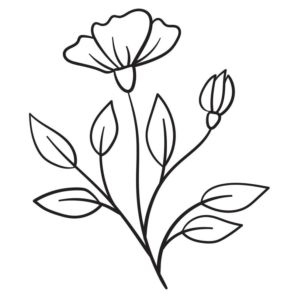 Gekritzelblumenzweig, niedliche und ungewöhnliche Knospe, kann zum Dekorieren von Postkarten, Visitenkarten oder als Designelement verwendet werden vektor