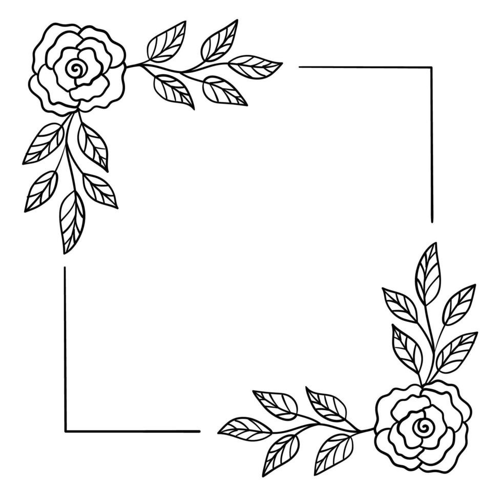 botanisches ornament, quadratischer rahmen aus blättern, blumen, muster zur dekoration vektor