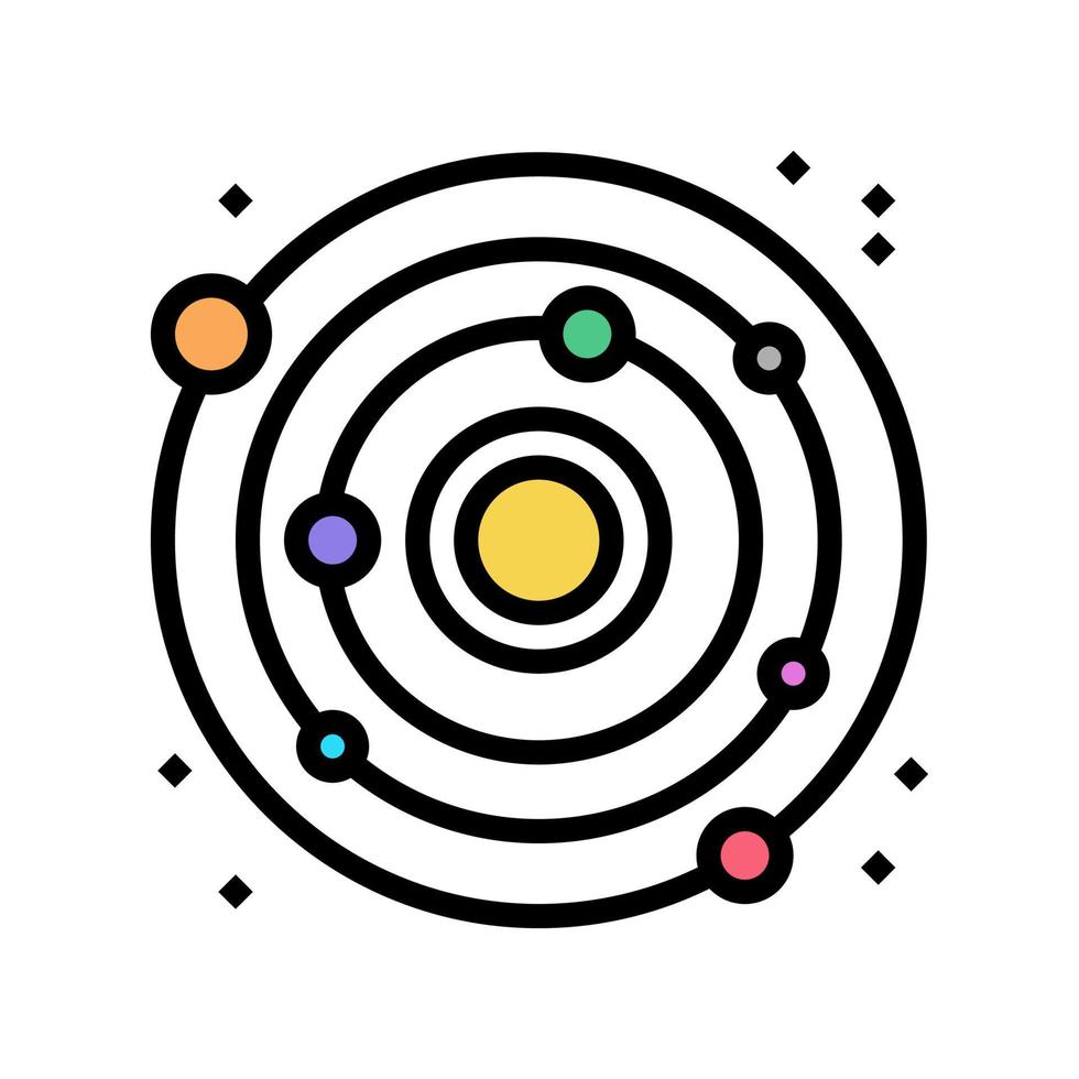 solsystemet färg ikon vektor platt illustration