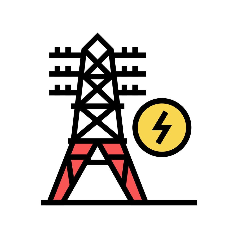 elektrischer Turm Farbsymbol Vektor flache Illustration