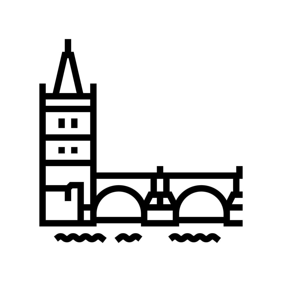 charles bridge linje ikon vektorillustration vektor