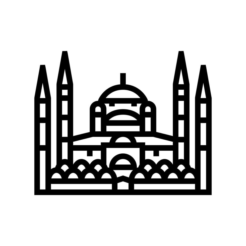 blaue Moschee Symbol Leitung Vektor Illustration