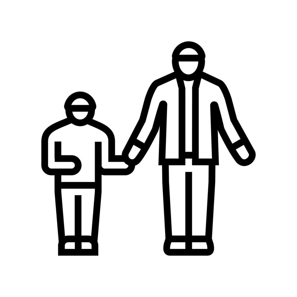 vater und sohn friseur linie symbol vektor illustration