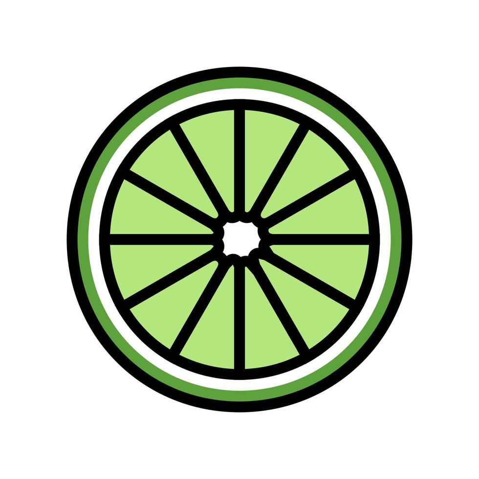 Slice Lime Farbe Symbol Vektor Illustration