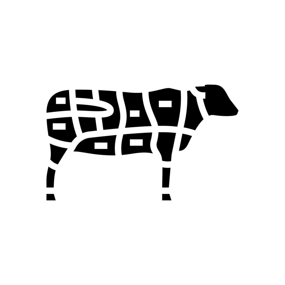 Rinderfilet Kuhfleisch Glyphe Symbol Vektor Illustration