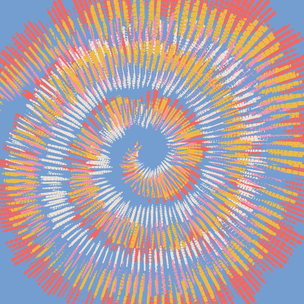 pychedelische Pastell-Tie-Dye-Regenbogenfarben Linien auf blauem Hintergrund. einfache abstrakte Wirbelvektordrucke, ideal für Layout, Cover. groovige Retro-Kulisse vektor